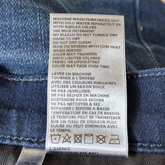L'AGENCE Zoe Blue New Dark Wash Denim Relaxed Stretch Cotton Jean Shorts EUC 27 - Picture 9 of 10